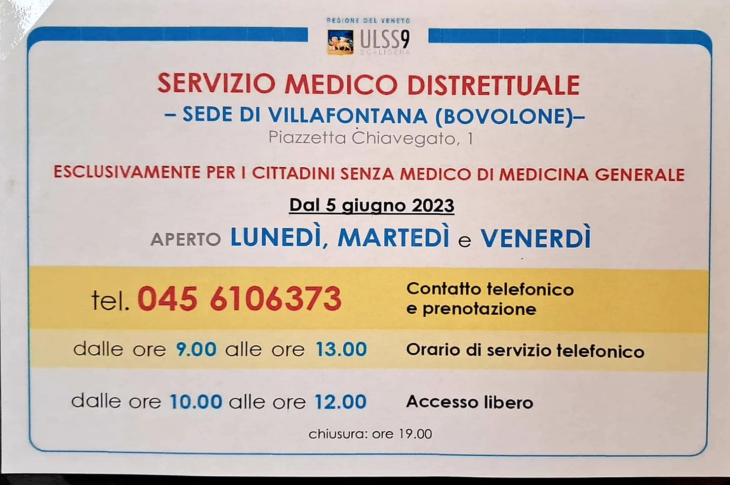 SERVIZIO MEDICO DISTRETTUALE VILLAFONTANA
